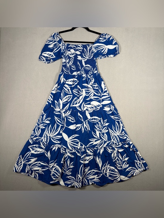 Anthropologie Dresses & Skirts - Meadow Rhodes Tropical Floral Smocked Tiered Midi Dress Womens Petite Small Blue